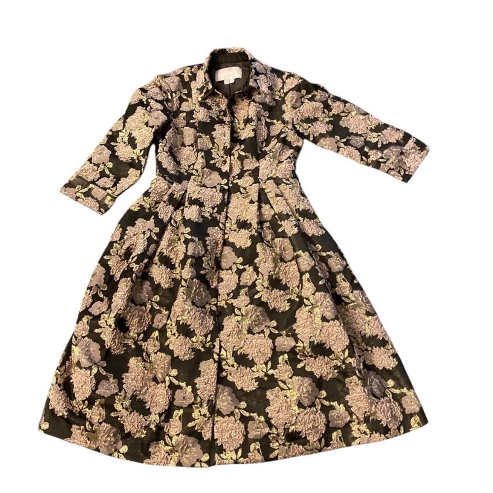 Gal Meets Glam Black and Pink Floral Trench Coat - Picture 4 of 7